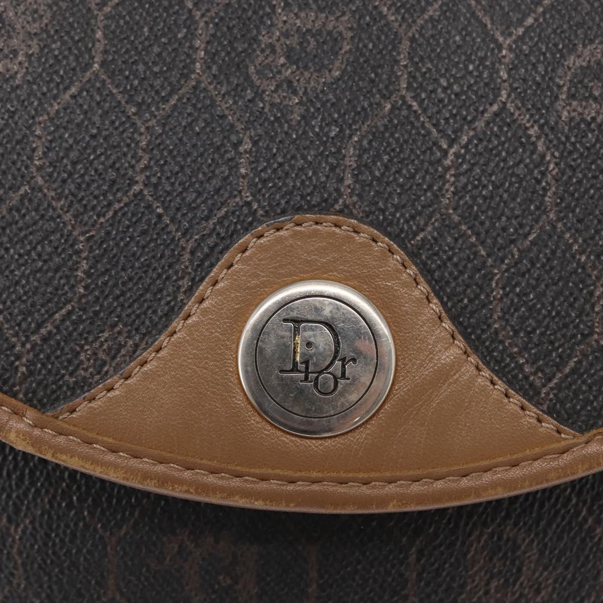 Christian Dior Honeycomb Canvas Shoulder Bag PVC Black Gold Auth 165983