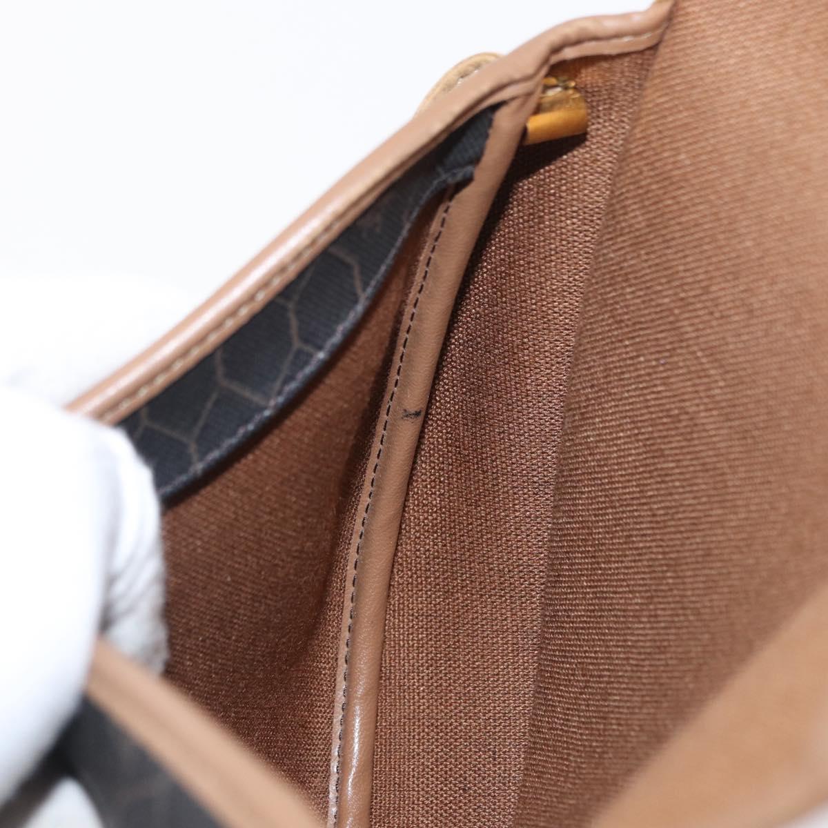 Christian Dior Honeycomb Canvas Shoulder Bag PVC Black Gold Auth 165983