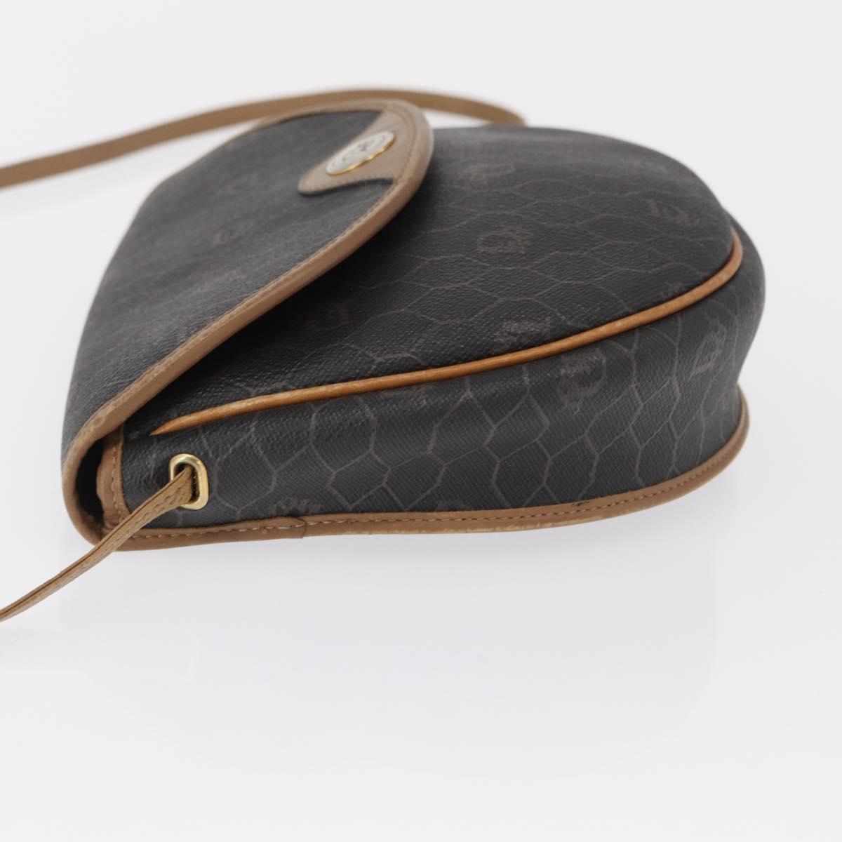 Christian Dior Honeycomb Canvas Shoulder Bag PVC Black Gold Auth 165983