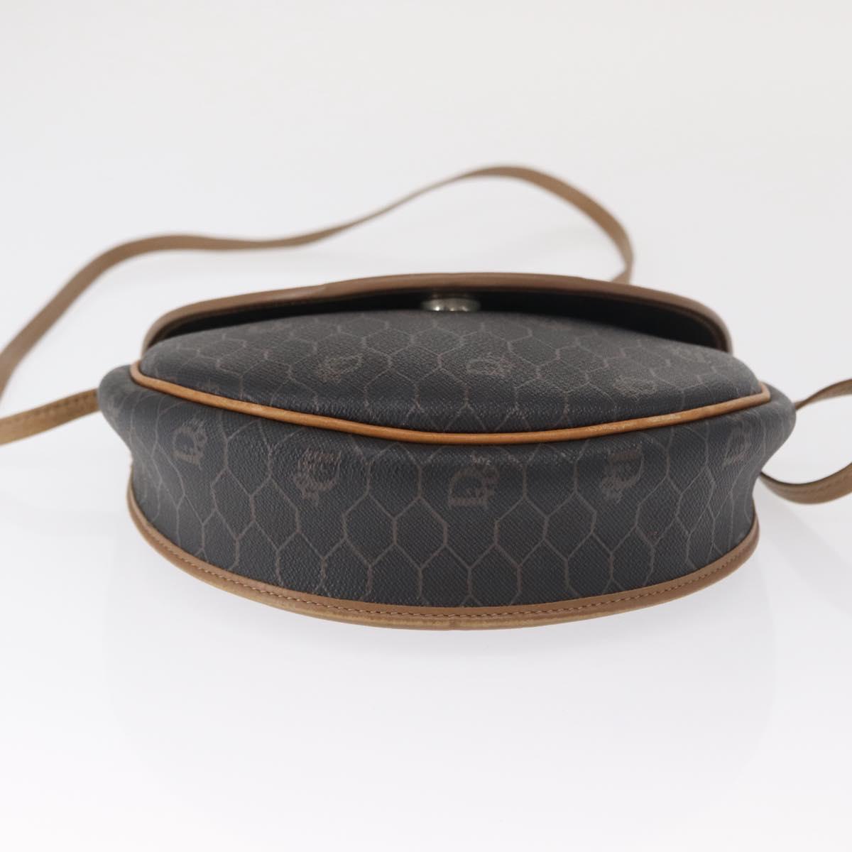 Christian Dior Honeycomb Canvas Shoulder Bag PVC Black Gold Auth 165983