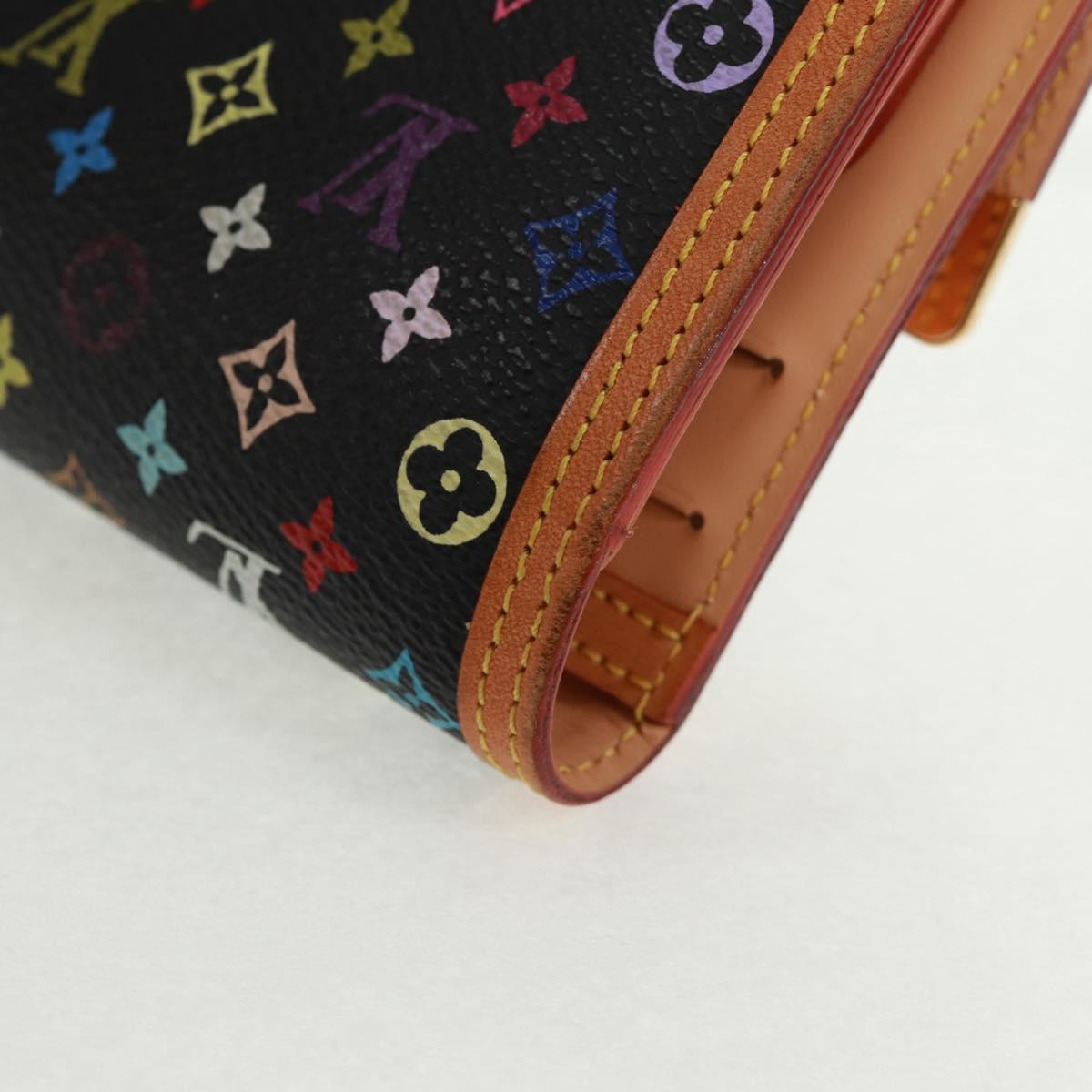 LOUIS VUITTON Multicolor Porte Tresor Long Wallet Black M92658 LV Auth 165985V
