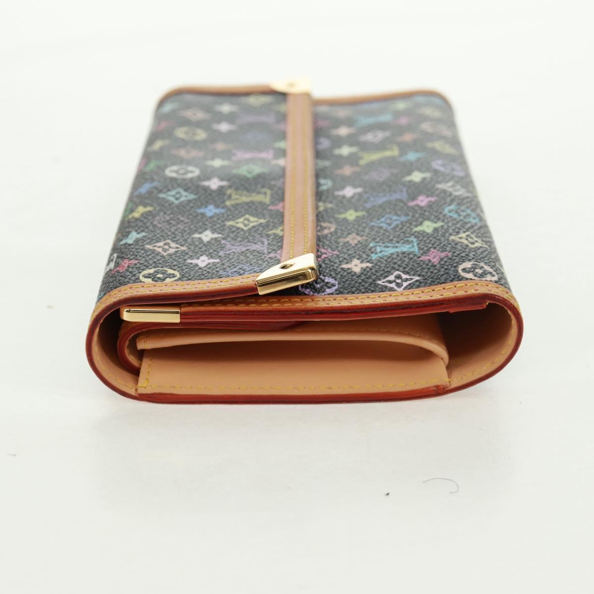 LOUIS VUITTON Multicolor Porte Tresor Long Wallet Black M92658 LV Auth 165985V