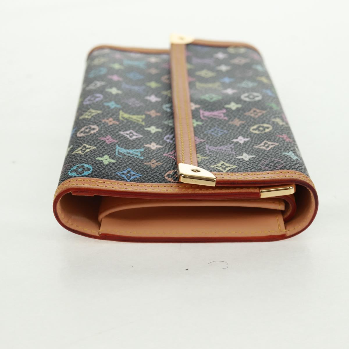 LOUIS VUITTON Multicolor Porte Tresor Long Wallet Black M92658 LV Auth 165985V