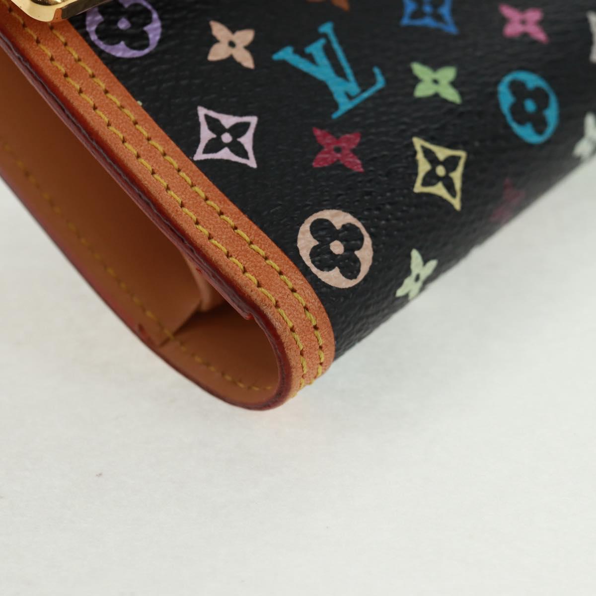 LOUIS VUITTON Multicolor Porte Tresor Long Wallet Black M92658 LV Auth 165985V