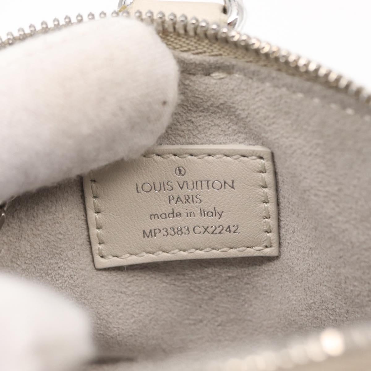 LOUIS VUITTON Monogram Taurillon Climbing Pouch Gray MP3383 LV Auth 165987