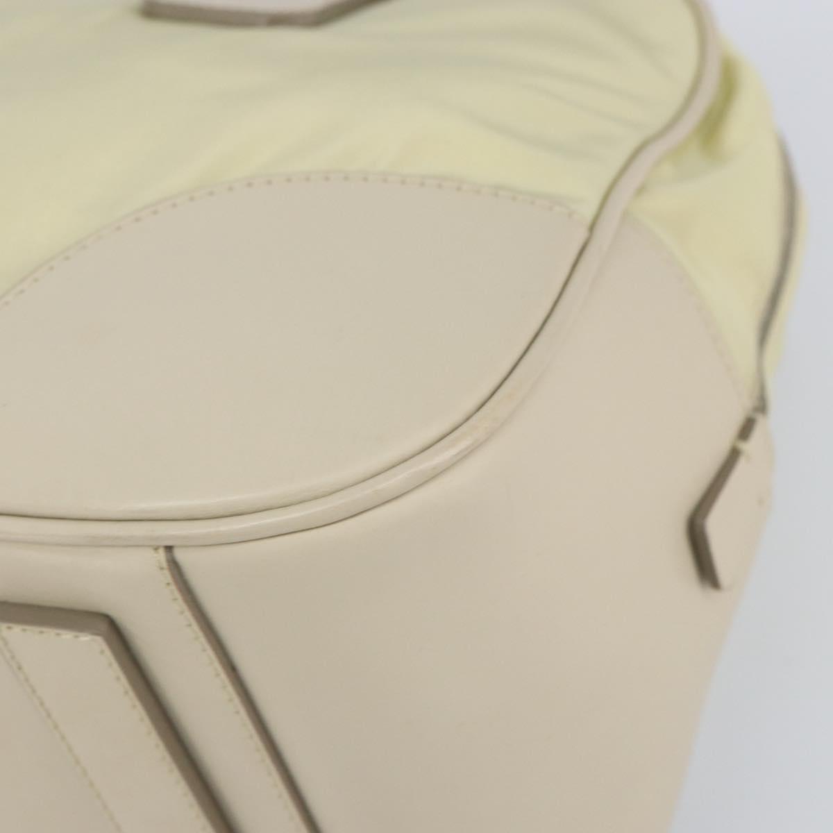 PRADA Hand Bag Nylon Ivory Silver Auth 165990