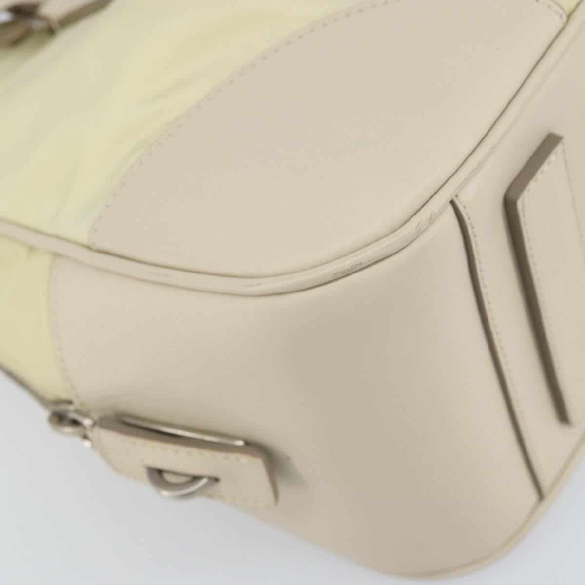 PRADA Hand Bag Nylon Ivory Silver Auth 165990