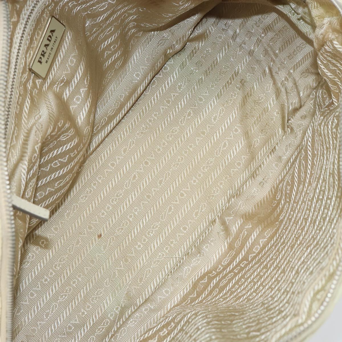 PRADA Hand Bag Nylon Ivory Silver Auth 165990