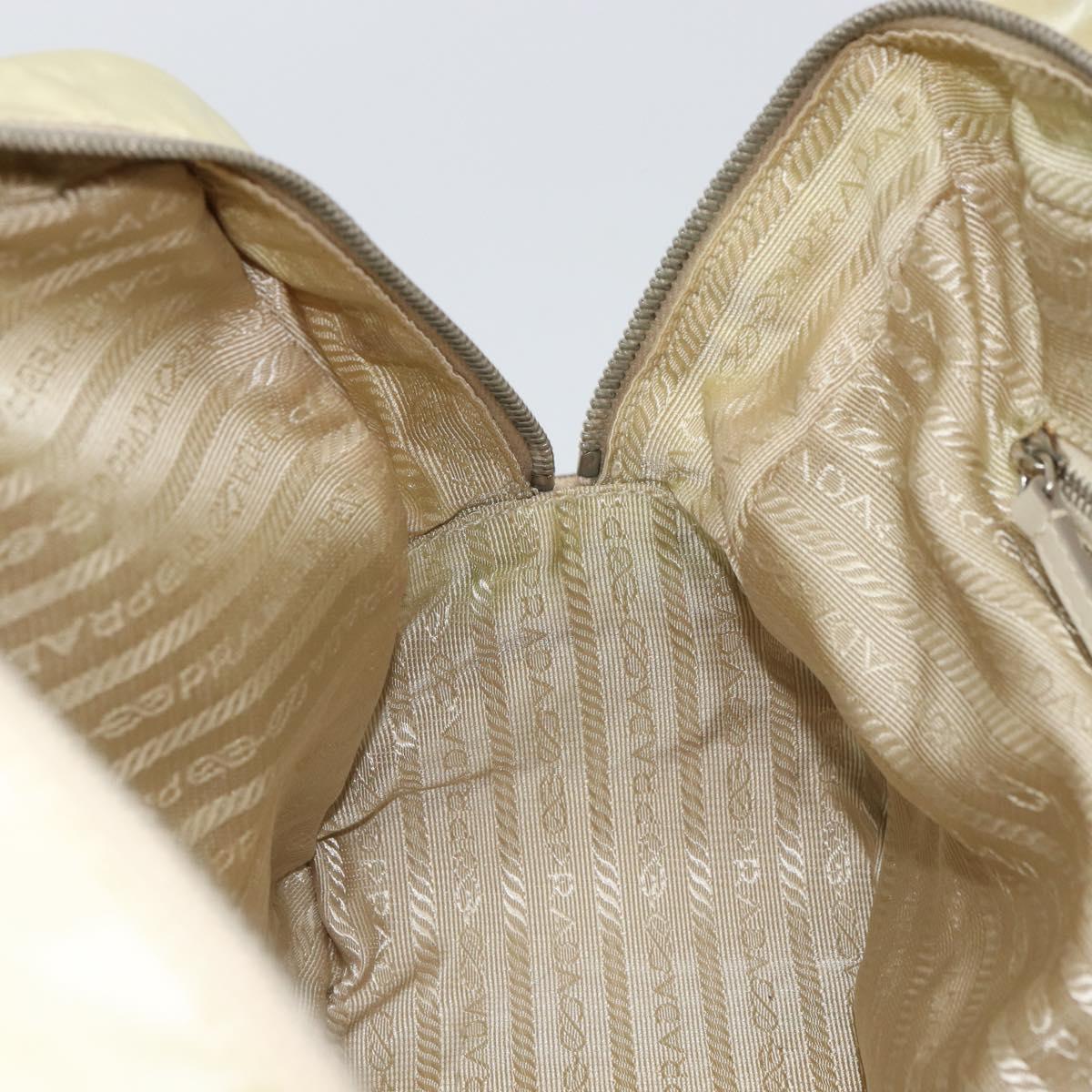 PRADA Hand Bag Nylon Ivory Silver Auth 165990