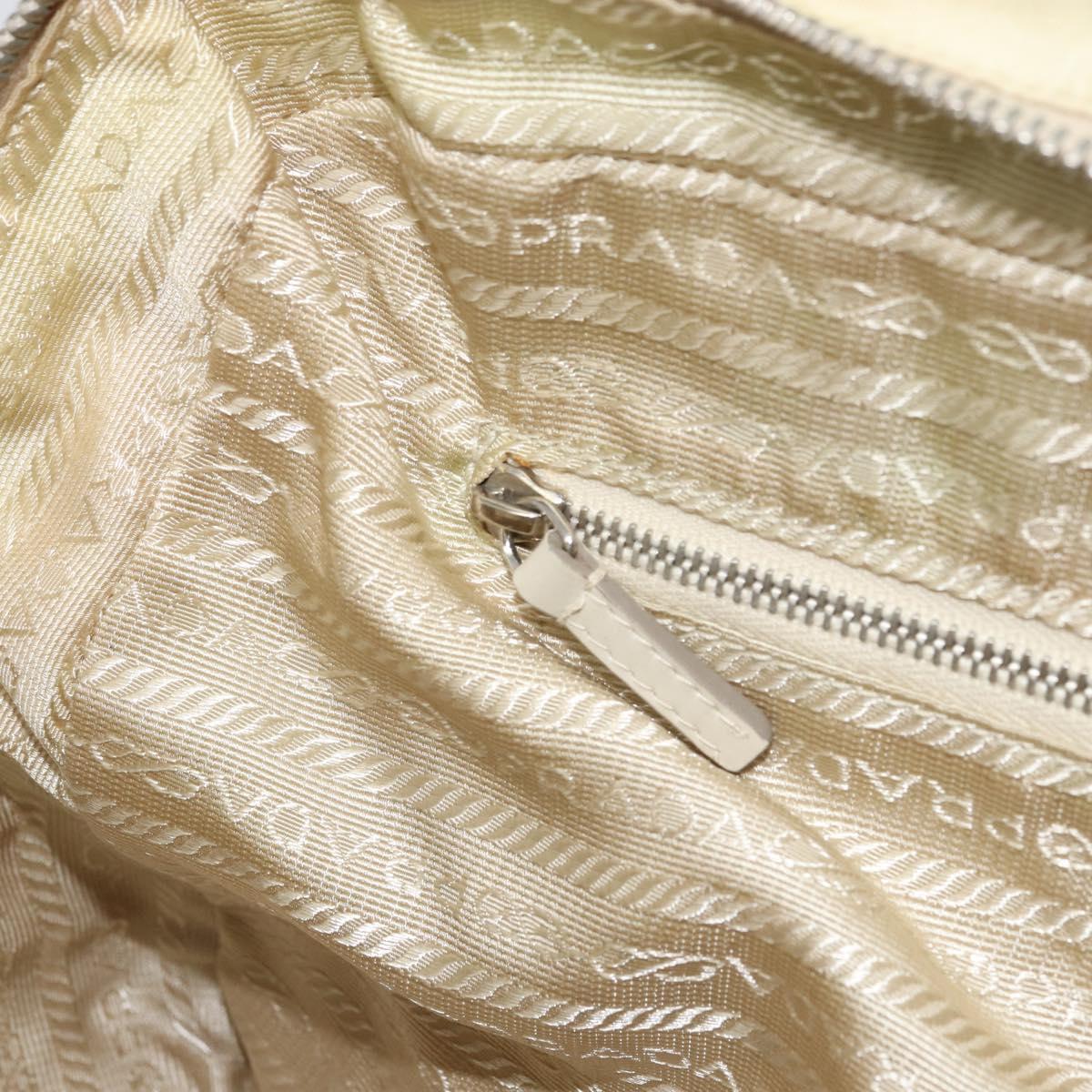 PRADA Hand Bag Nylon Ivory Silver Auth 165990