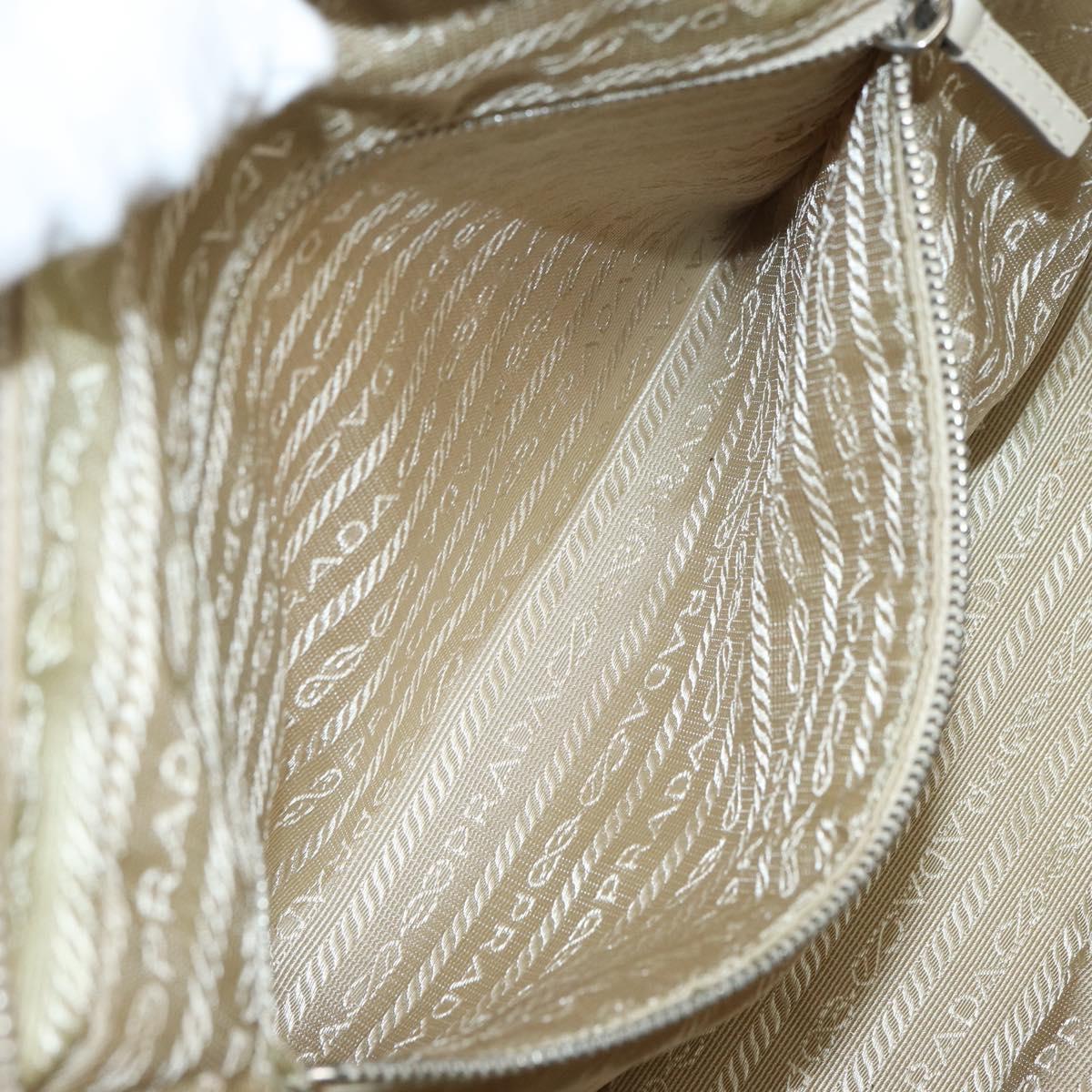 PRADA Hand Bag Nylon Ivory Silver Auth 165990