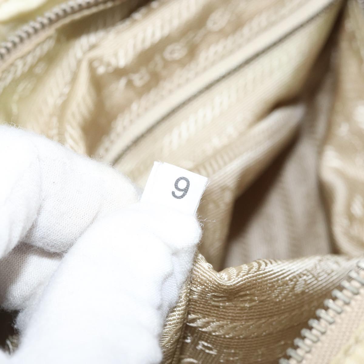 PRADA Hand Bag Nylon Ivory Silver Auth 165990