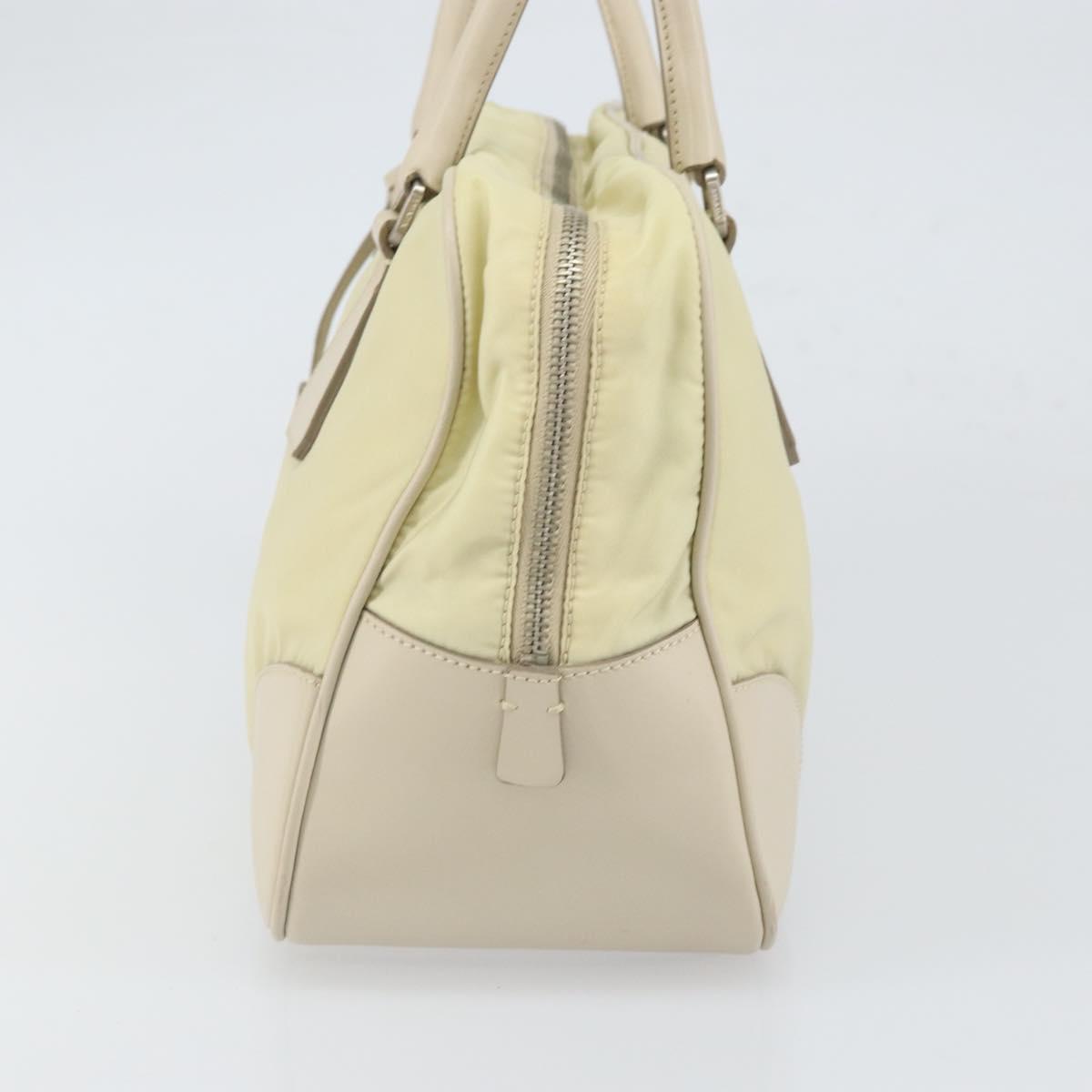 PRADA Hand Bag Nylon Ivory Silver Auth 165990