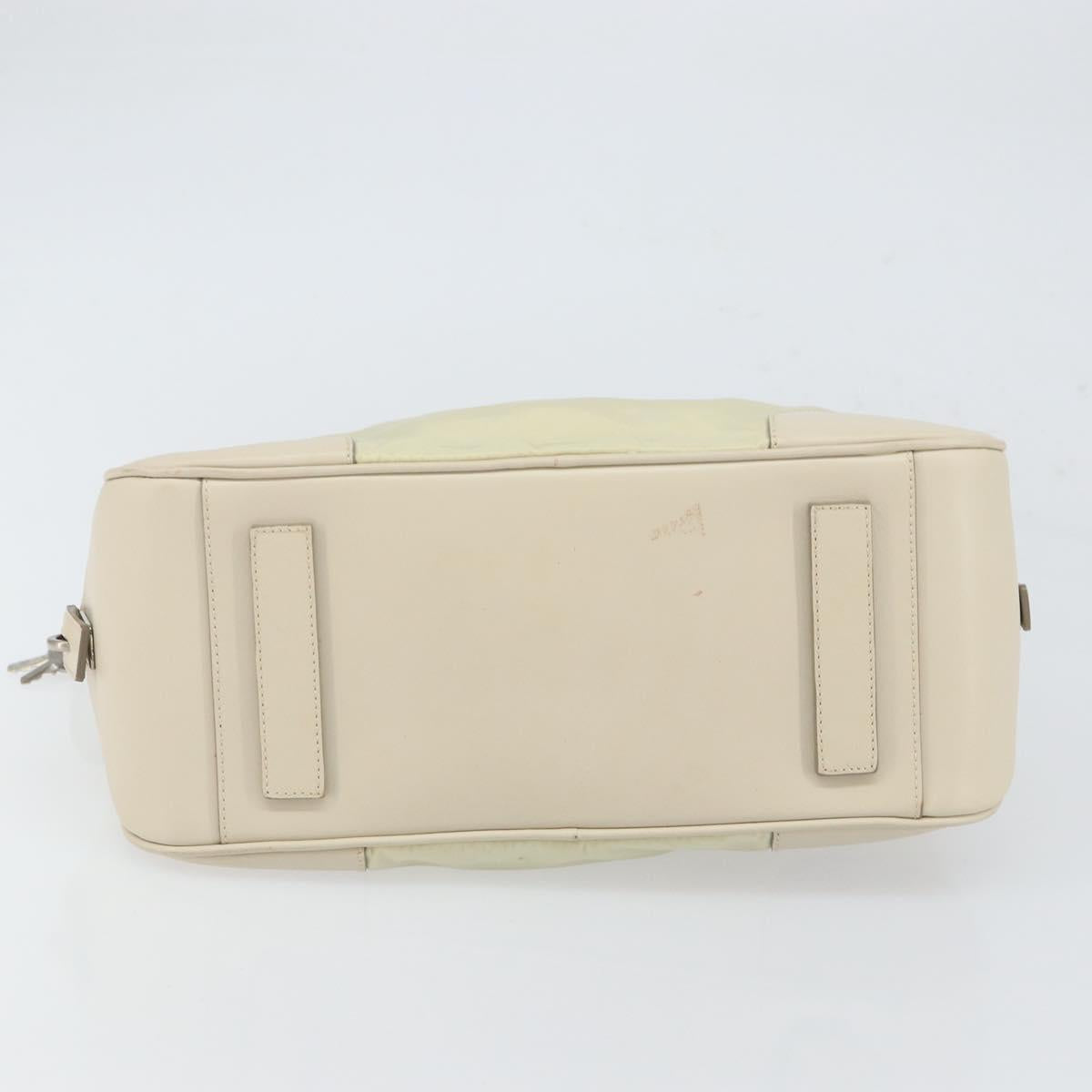 PRADA Hand Bag Nylon Ivory Silver Auth 165990