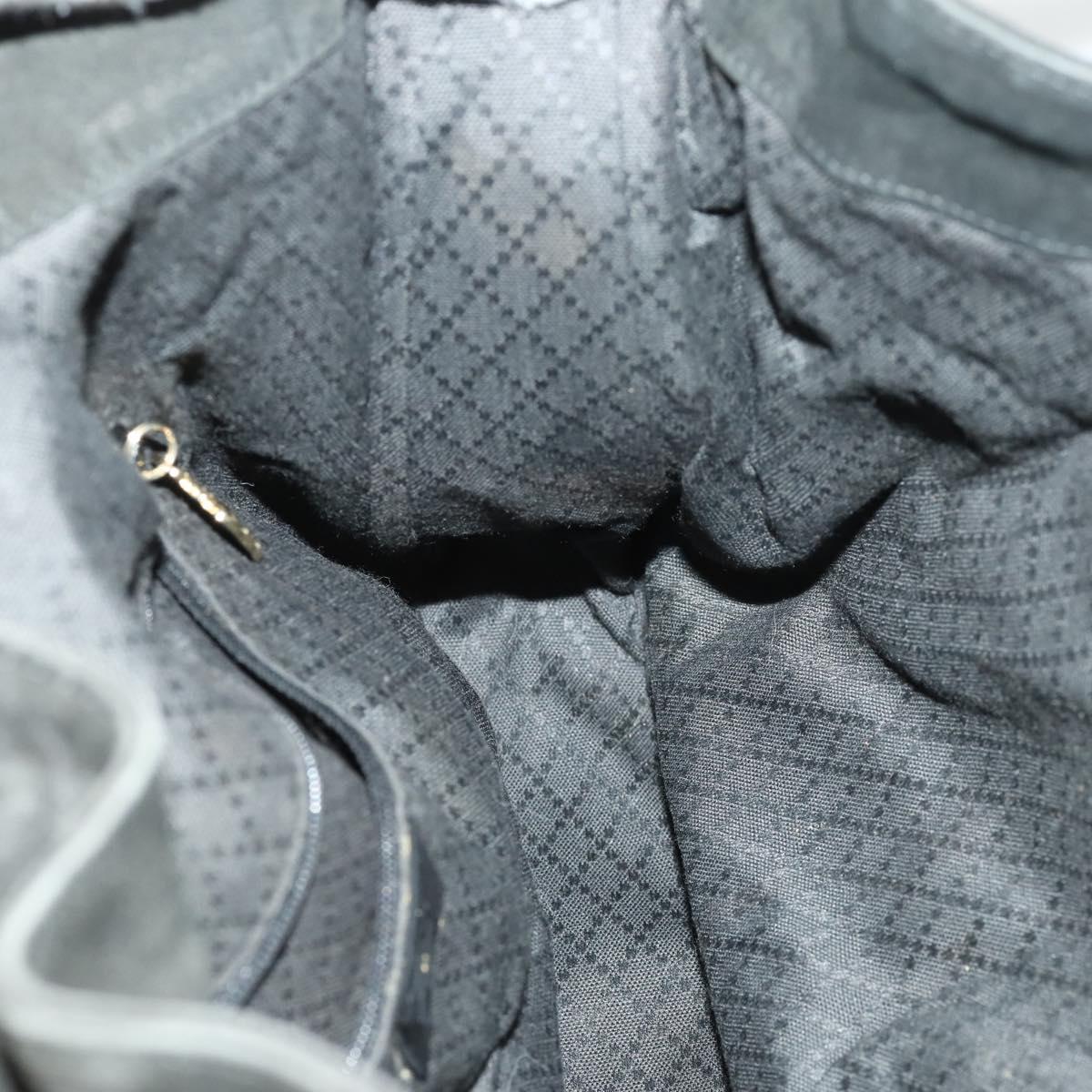 GUCCI Bamboo Shoulder Bag Suede 2way Black Gold 001 8577 2404 Auth 165991