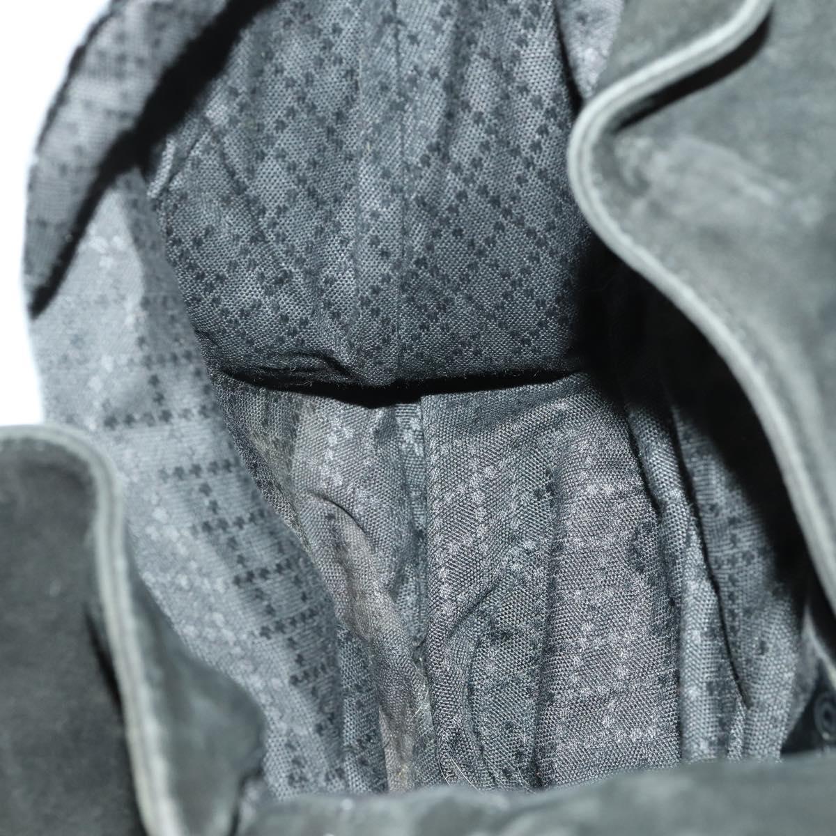 GUCCI Bamboo Shoulder Bag Suede 2way Black Gold 001 8577 2404 Auth 165991