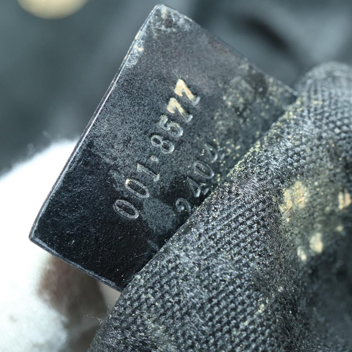 GUCCI Bamboo Shoulder Bag Suede 2way Black Gold 001 8577 2404 Auth 165991