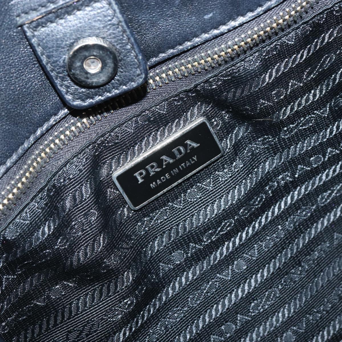 PRADA Hand Bag Nylon Black Silver Auth 165992