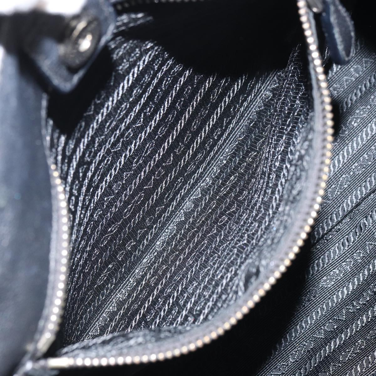 PRADA Hand Bag Nylon Black Silver Auth 165992