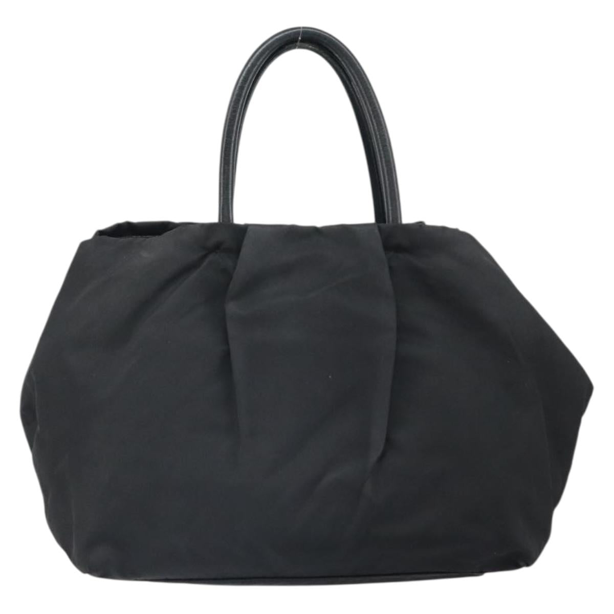 PRADA Hand Bag Nylon Black Silver Auth 165992