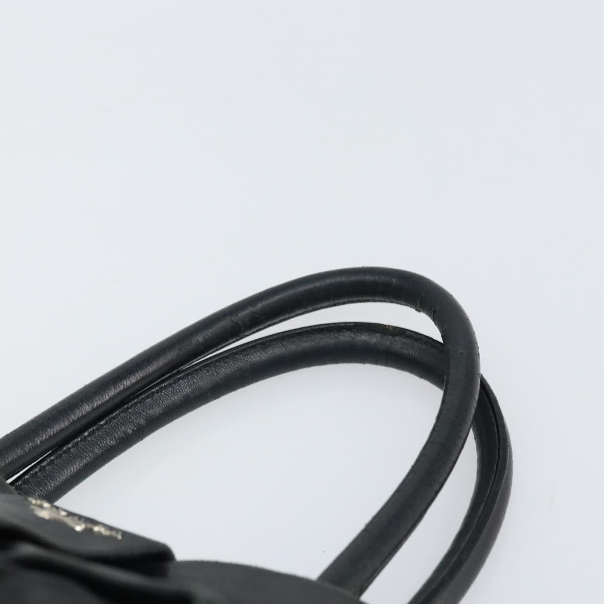 PRADA Hand Bag Nylon Black Silver Auth 165992