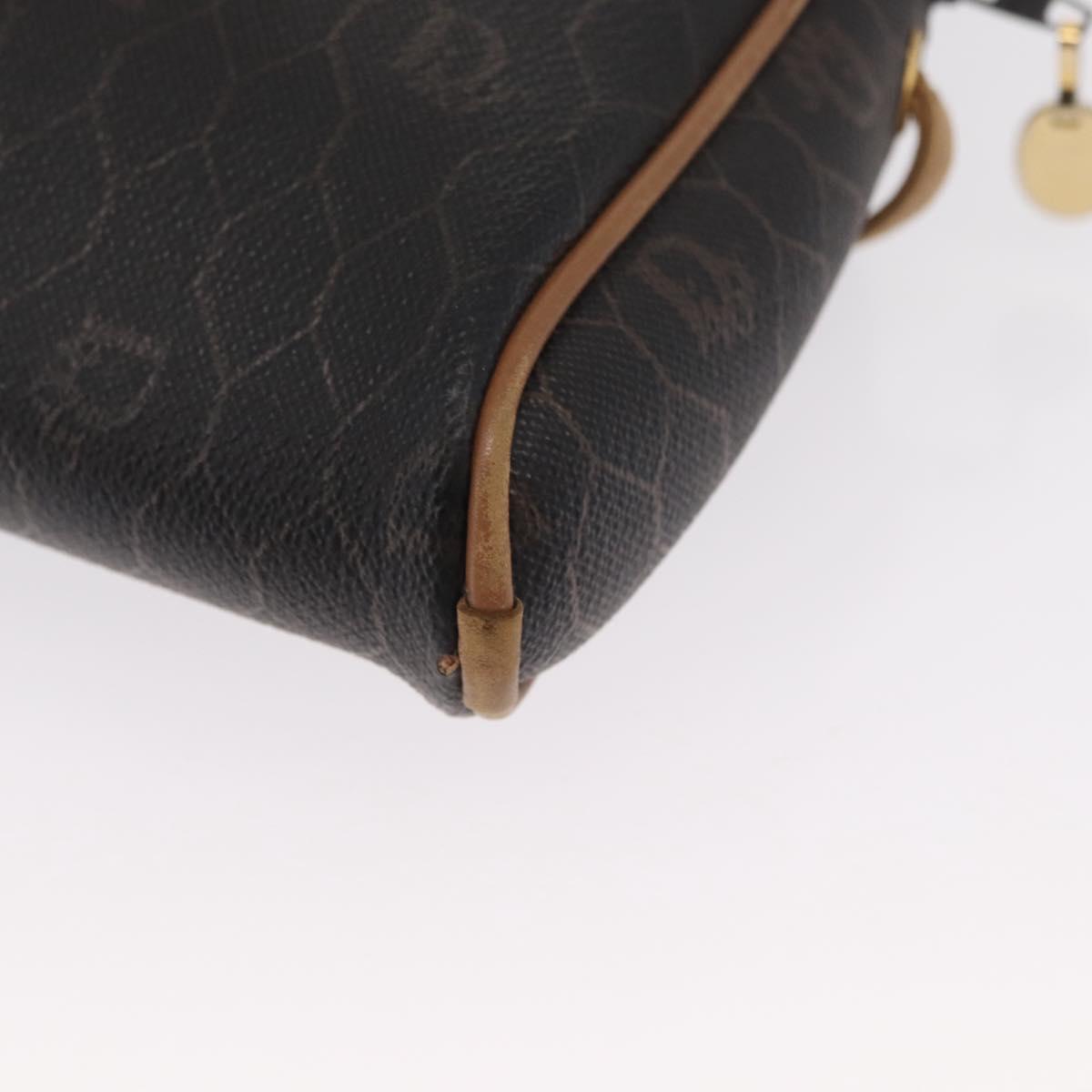 Christian Dior Honeycomb Canvas Shoulder Bag PVC Black Gold Auth 165994