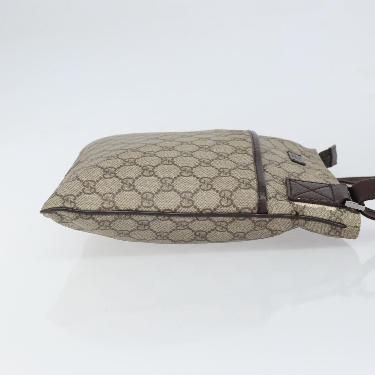 GUCCI GG Supreme Shoulder Bag PVC Beige Silver 141626 Auth 166003