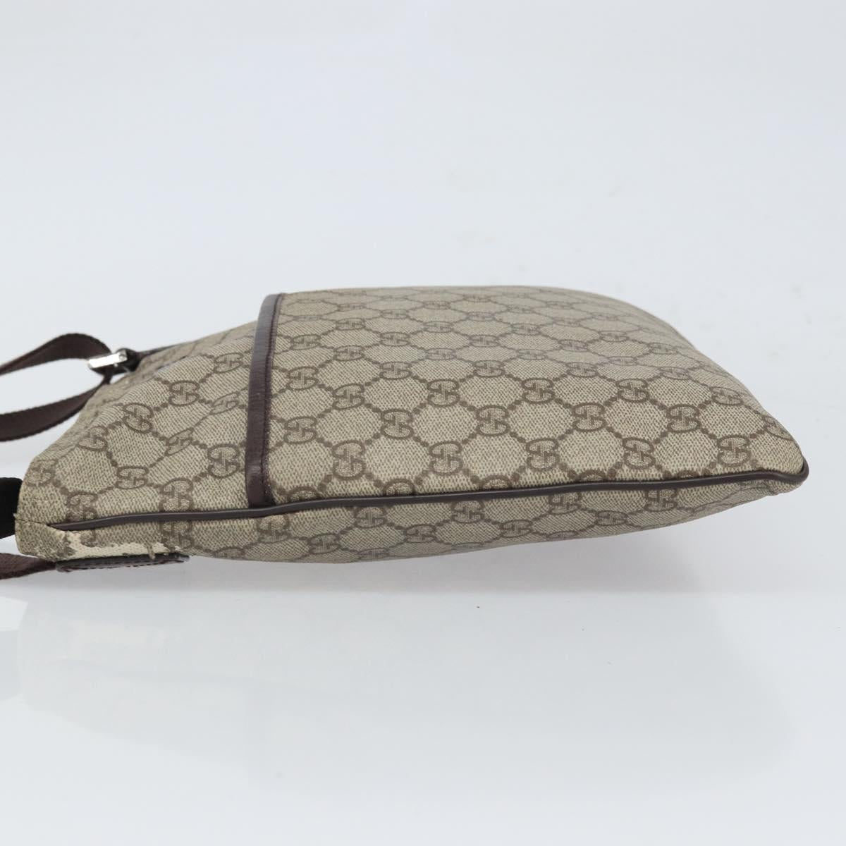 GUCCI GG Supreme Shoulder Bag PVC Beige Silver 141626 Auth 166003