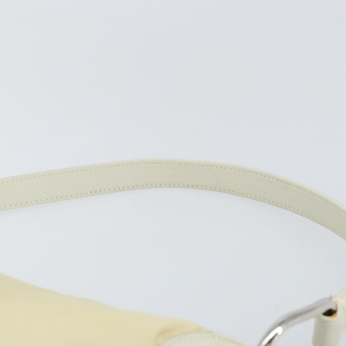 PRADA Shoulder Bag Nylon Leather Ivory Silver Auth 166005