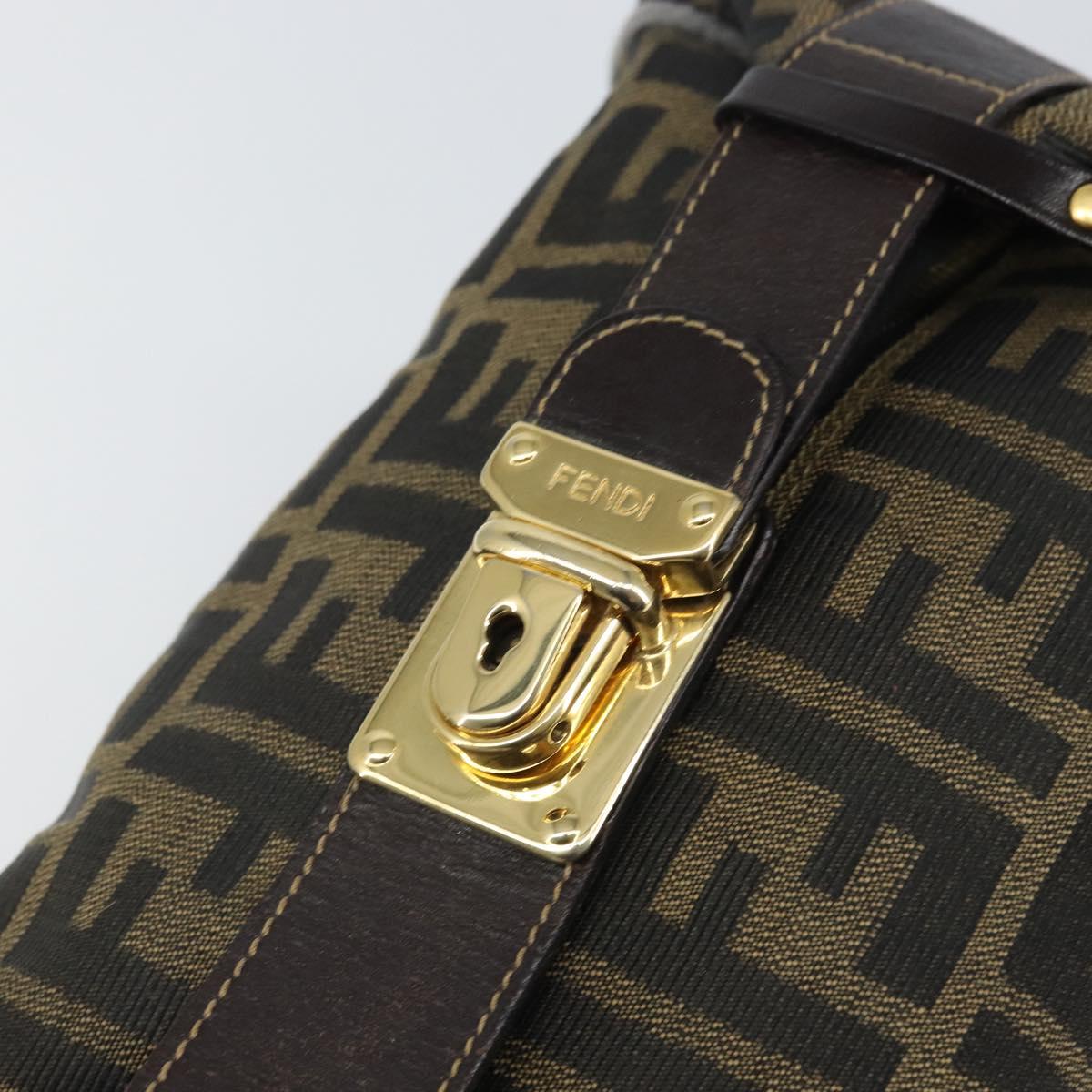 FENDI Zucca Canvas Vanity Cosmetic Pouch Black Brown Auth 166009