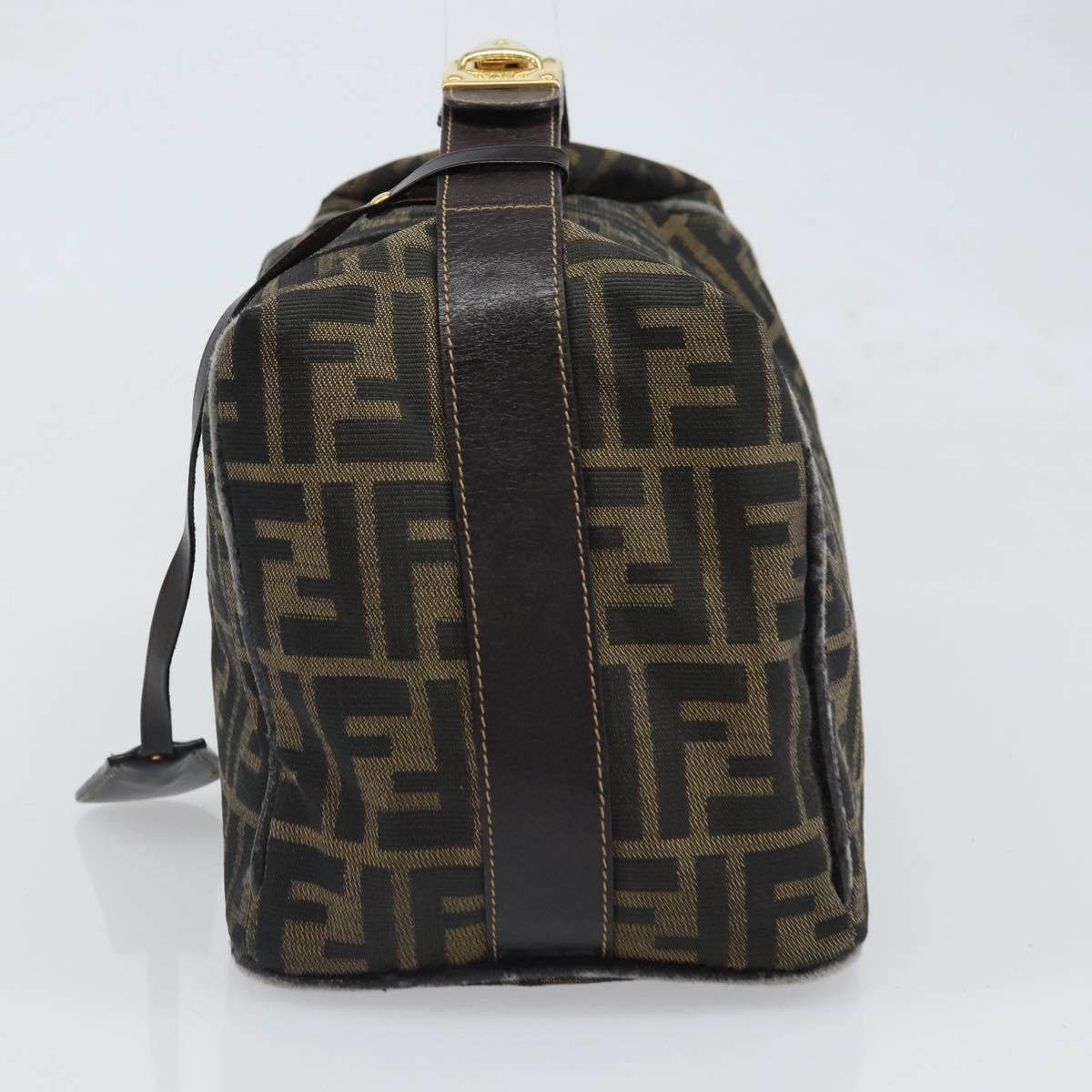 FENDI Zucca Canvas Vanity Cosmetic Pouch Black Brown Auth 166009