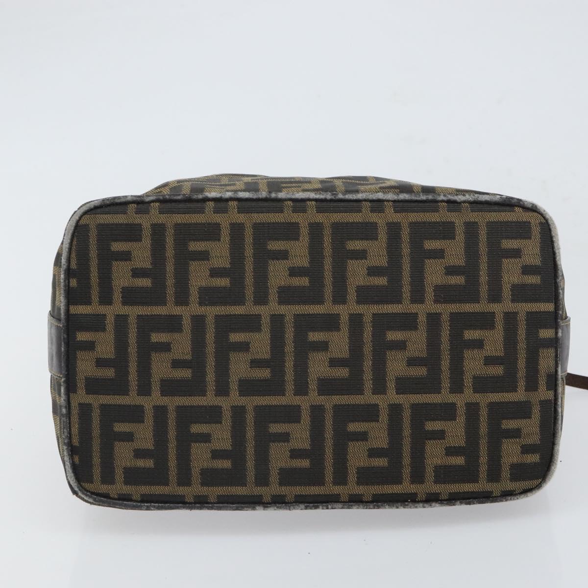 FENDI Zucca Canvas Vanity Cosmetic Pouch Black Brown Auth 166009