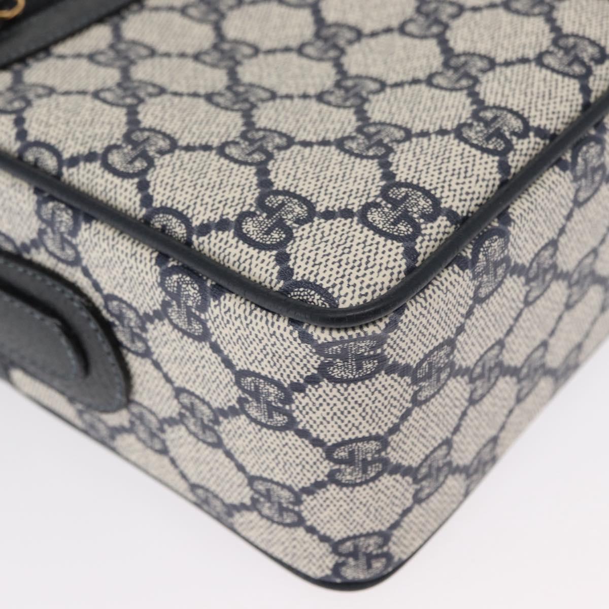 GUCCI GG Supreme Sherry Line Bag PVC Navy Gold Red 001 56 0942 Auth 166010