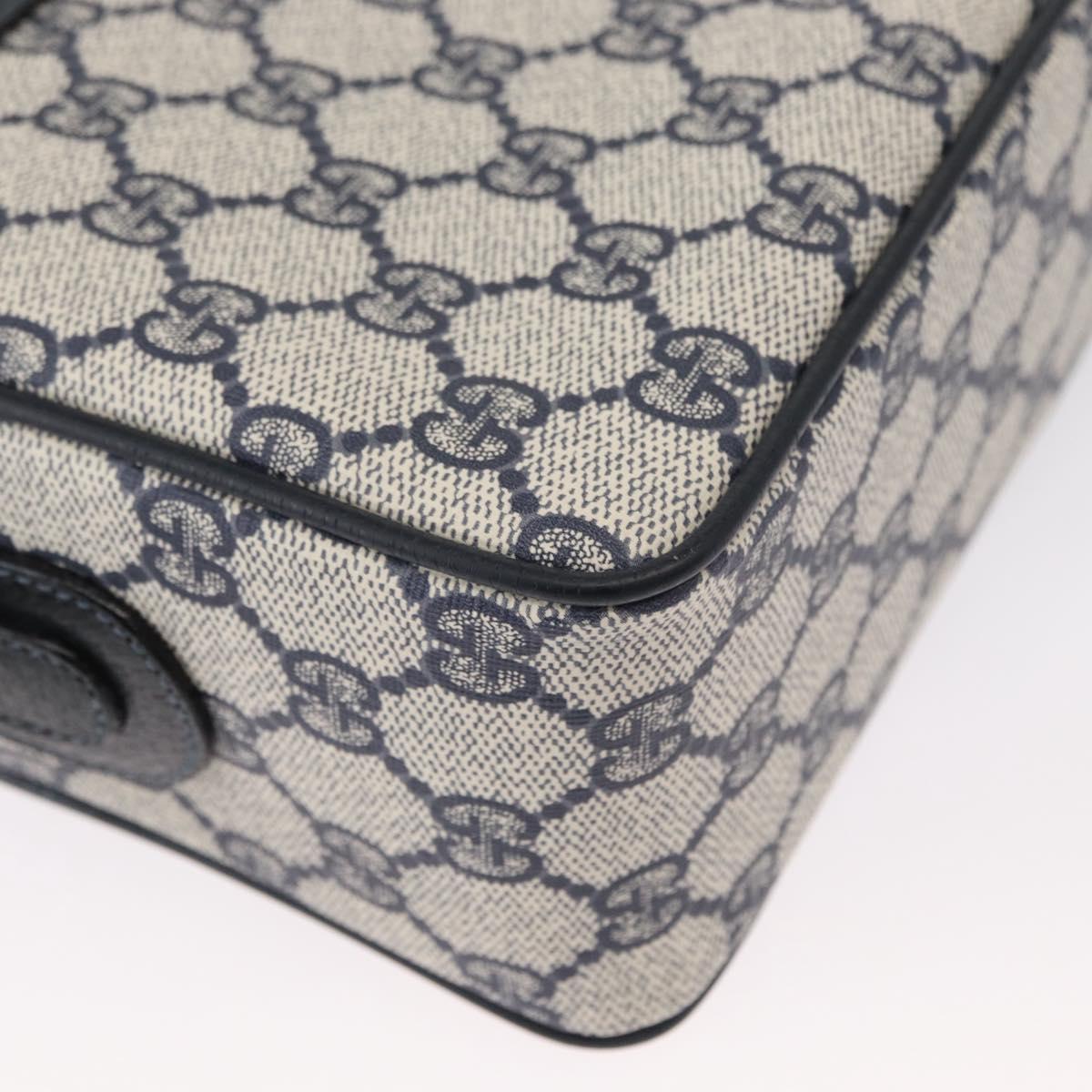 GUCCI GG Supreme Sherry Line Bag PVC Navy Gold Red 001 56 0942 Auth 166010