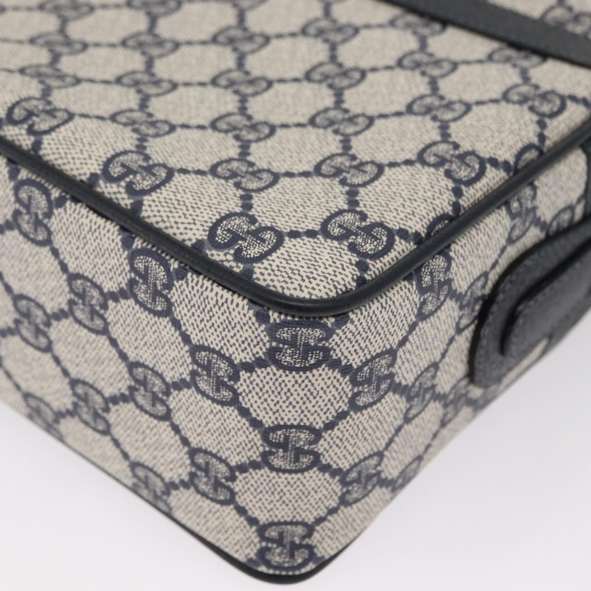 GUCCI GG Supreme Sherry Line Bag PVC Navy Gold Red 001 56 0942 Auth 166010