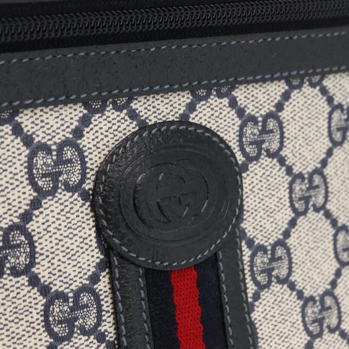 GUCCI GG Supreme Sherry Line Bag PVC Navy Gold Red 001 56 0942 Auth 166010