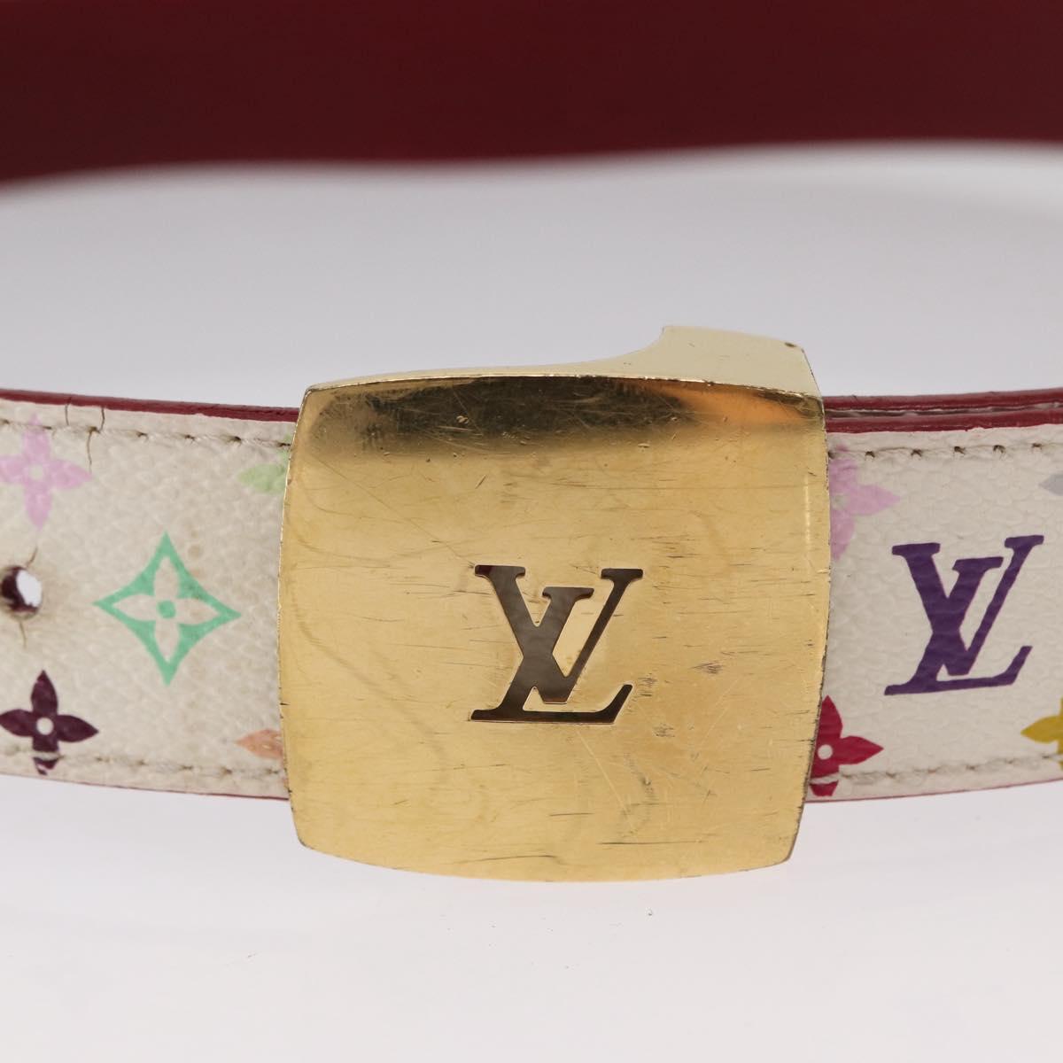 LOUIS VUITTON Multicolor Ceinture Carre LV Cut Belt White LV Auth 166023