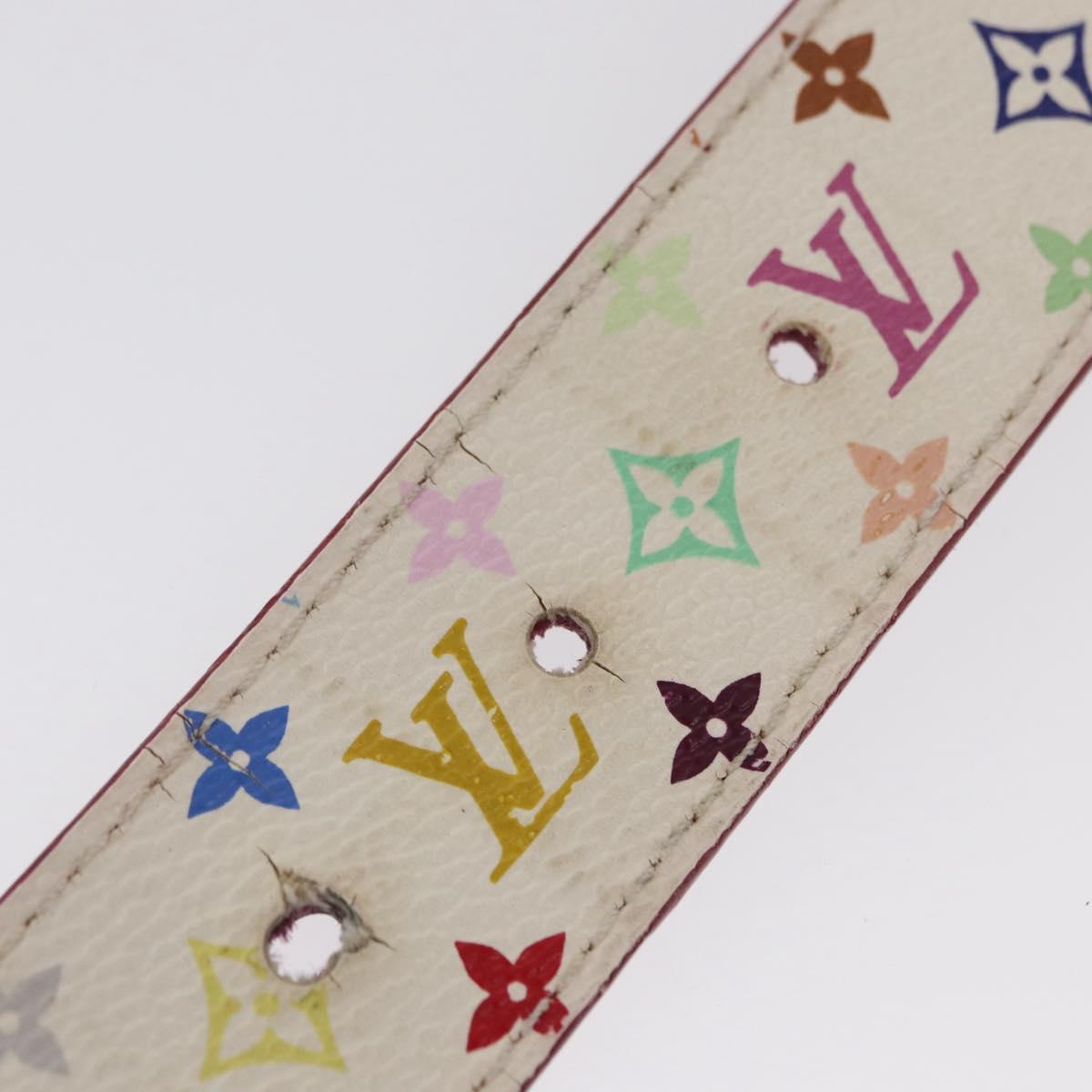 LOUIS VUITTON Multicolor Ceinture Carre LV Cut Belt White LV Auth 166023