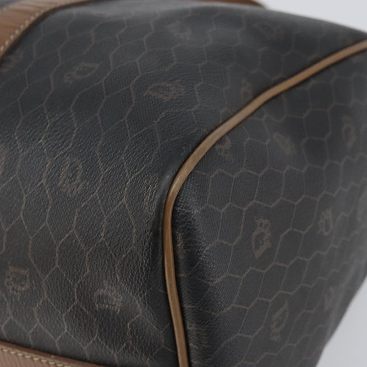 Christian Dior Honeycomb Canvas Boston Bag PVC Black Gold Auth 166030