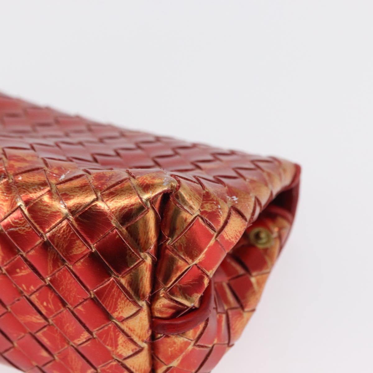 BOTTEGA VENETA INTRECCIATO Pouch Leather Red Auth 166043