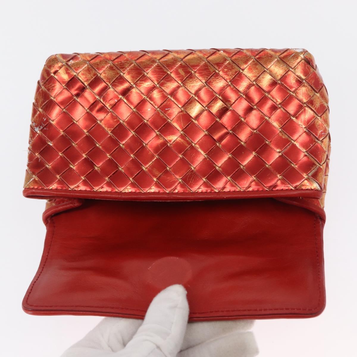 BOTTEGA VENETA INTRECCIATO Pouch Leather Red Auth 166043