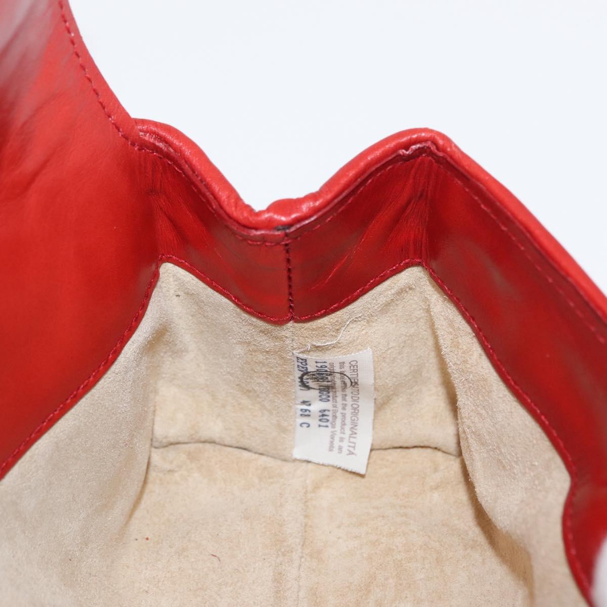BOTTEGA VENETA INTRECCIATO Pouch Leather Red Auth 166043