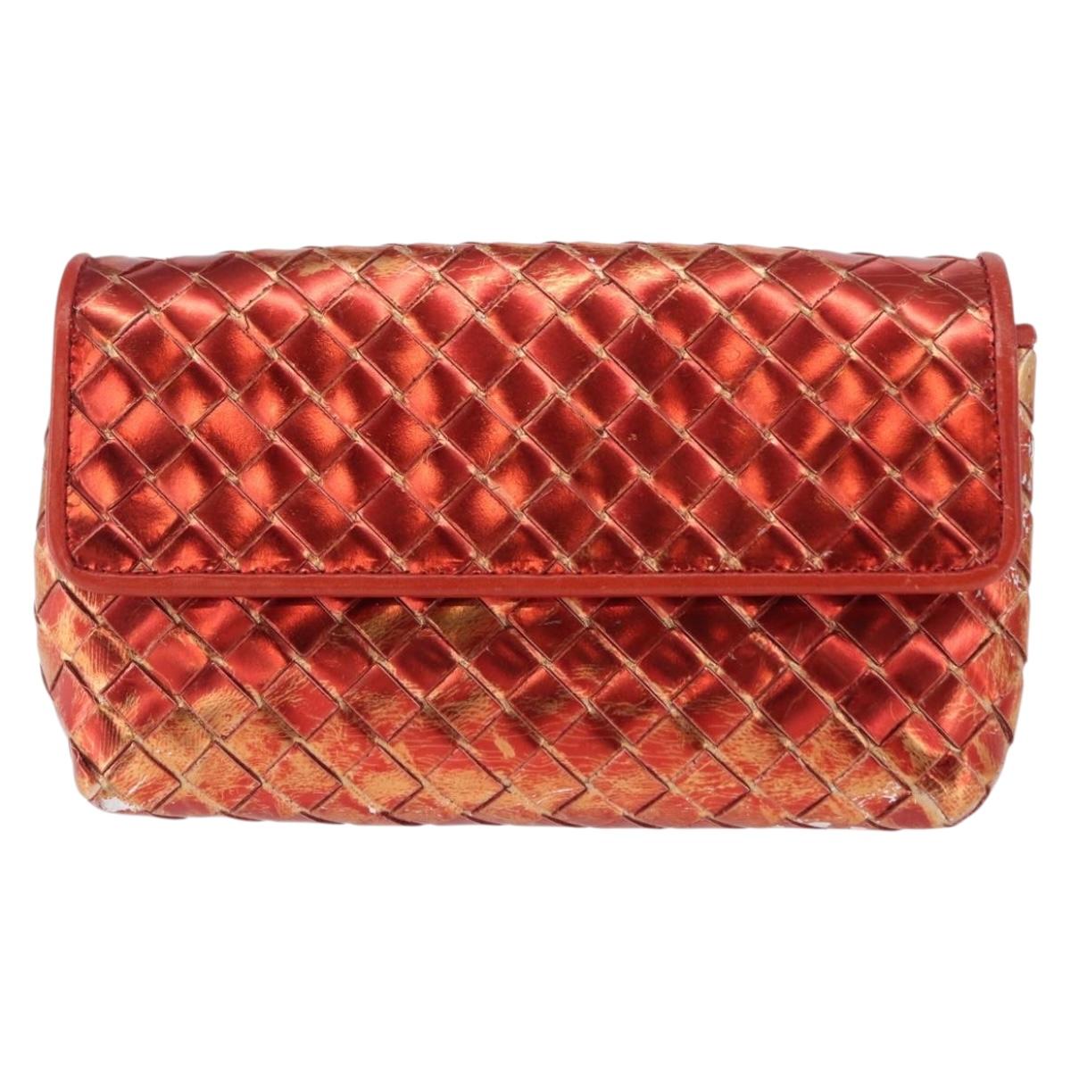 BOTTEGA VENETA INTRECCIATO Pouch Leather Red Auth 166043