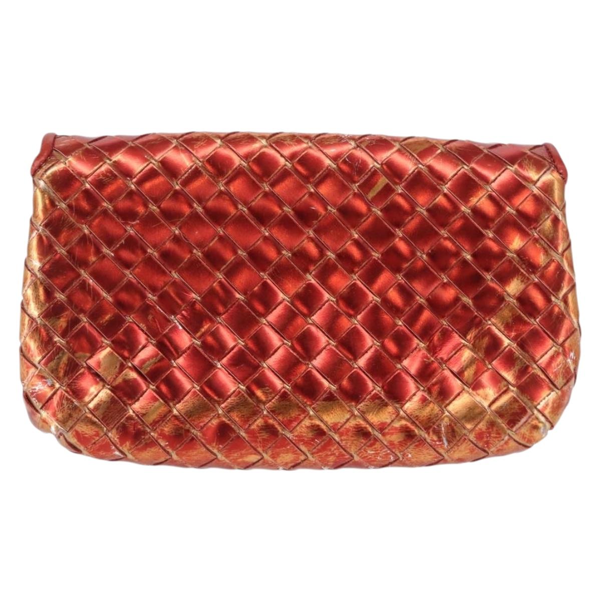 BOTTEGA VENETA INTRECCIATO Pouch Leather Red Auth 166043