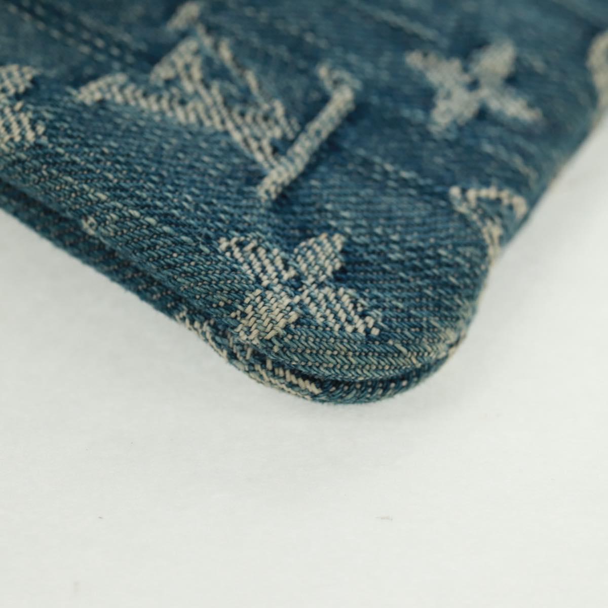 LOUIS VUITTON Monogram Denim Pochette Cles Coin Purse Blue M95343 Auth 166053V
