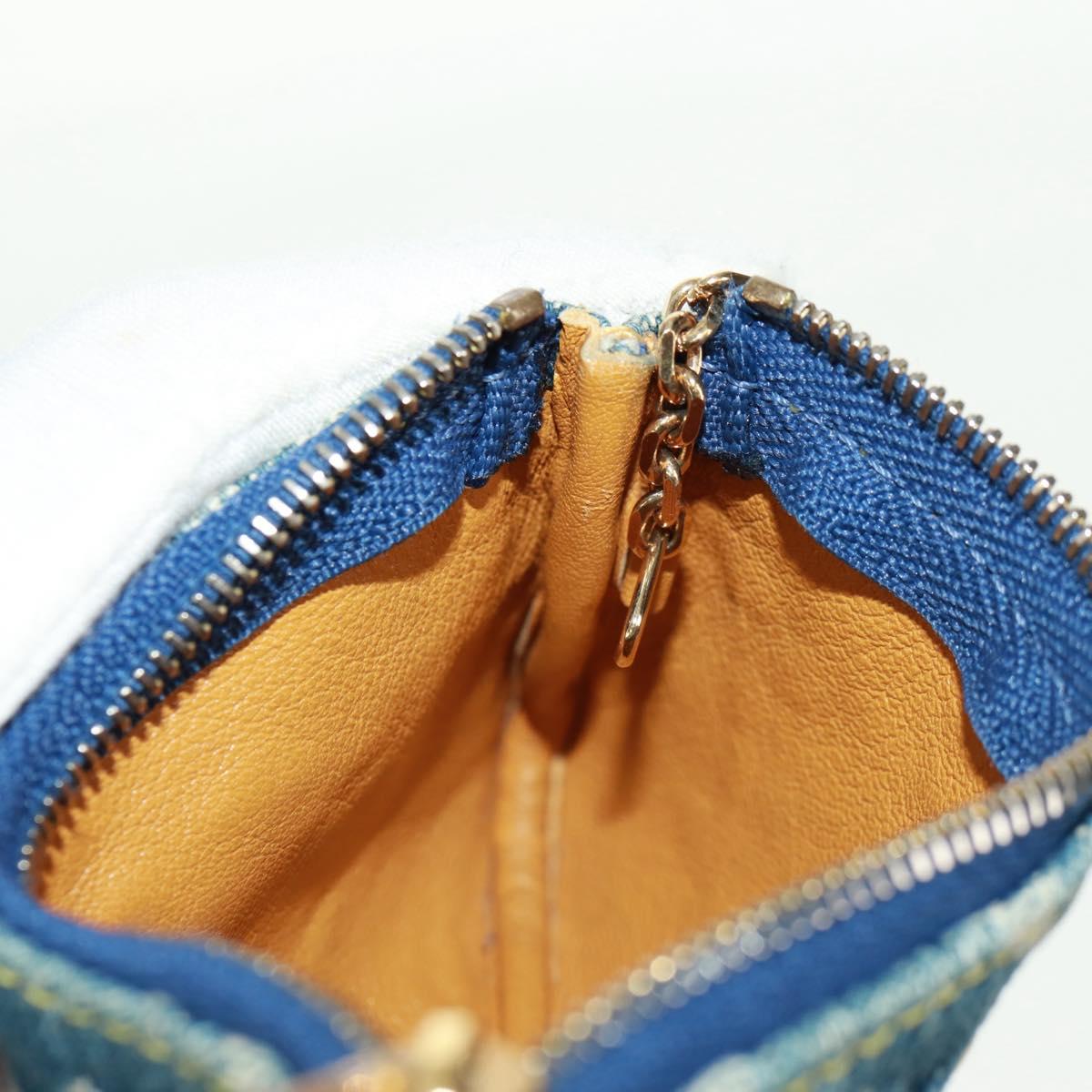 LOUIS VUITTON Monogram Denim Pochette Cles Coin Purse Blue M95343 Auth 166053V