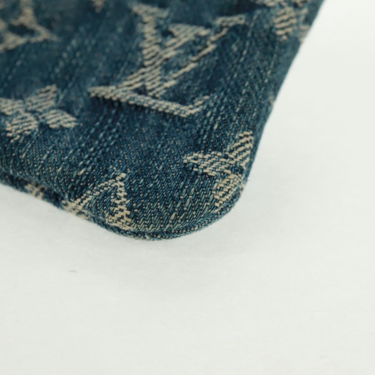 LOUIS VUITTON Monogram Denim Pochette Cles Coin Purse Blue M95343 Auth 166053V