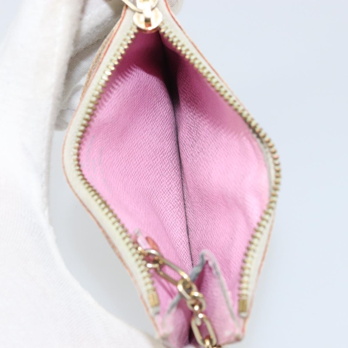 LOUIS VUITTON Multicolor Pochette Cles NM Coin Purse White M93734 LV Auth 166054