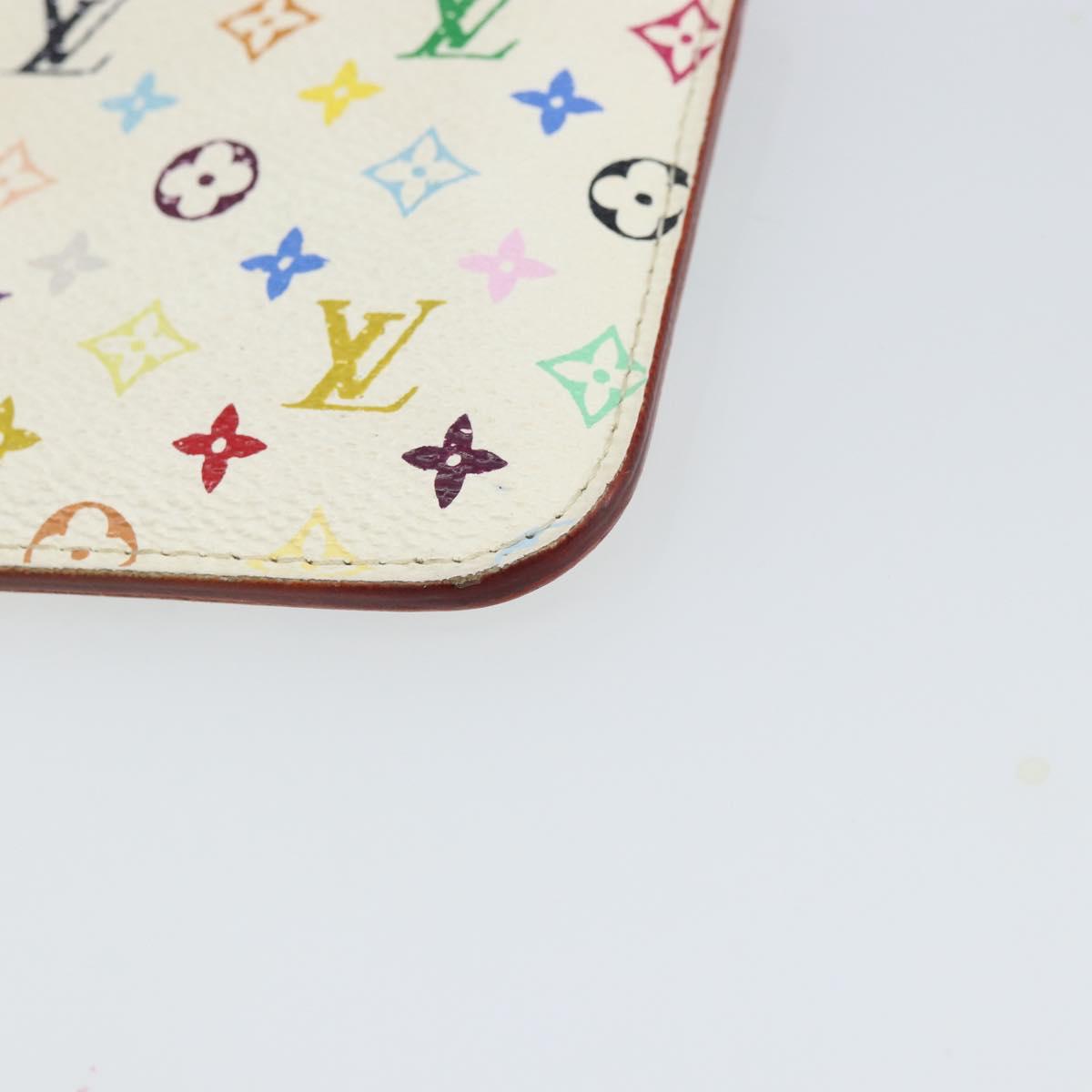 LOUIS VUITTON Multicolor Pochette Cles NM Coin Purse White M93734 LV Auth 166054