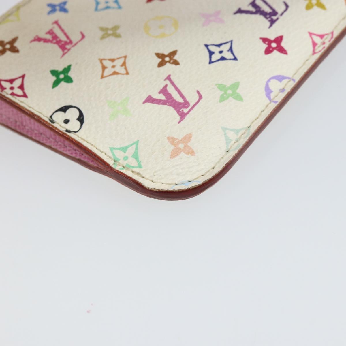 LOUIS VUITTON Multicolor Pochette Cles NM Coin Purse White M93734 LV Auth 166054